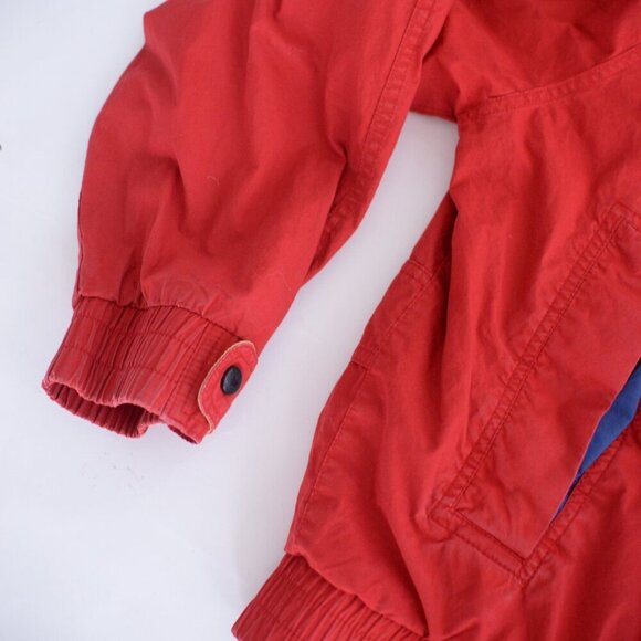 VTG Lewritter Beverly Hills Red Yellow Zip Up W/ Stowaway Hood Aviator Jacket M - Picture 10 of 13